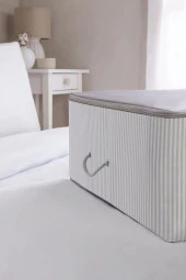 İp Kulplu Pike Battaniye Yastık Hurcu Dolapiçi Baza Altı Hurç 46x62x22 1 Adet - 3