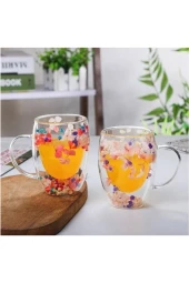 Organik Çiçekli Borosilikat Bardak 350 Ml. Royaleks-BRD-150 BH - 5