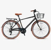 Kron CX 100 26" Jant Şehir Bisikleti Man 17' Kadro 21 Vites V-Fren Mat Siyah Gri Kahverengi thumbnail 1