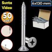 Sunta Vidası 6x120 Mmpaket 50 Adet Sivri Uçlu Ahşap Tahta Ağaç Mobilya Ayak Kulp Vidası thumbnail 1