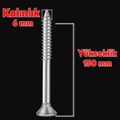 Sunta Vidası 6x150 Mm Paket 50 Adet Sivri Uçlu Ahşap Tahta Ağaç Mobilya Ayak Kulp Vidası - 2