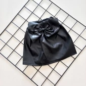 MARS BABY Kız Çocuk Fiyonklu Siyah Deri Etek - 1