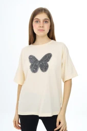 Kız Çocuk Kelebek Baskılı T-Shirt 9-14 Yaş Px037 - 1