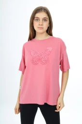 Kız Çocuk Kelebek Baskılı T-Shirt 9-14 Yaş Px037 - 3