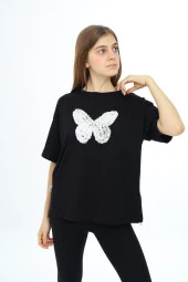 Kız Çocuk Kelebek Baskılı T-Shirt 9-14 Yaş Px037 - 4