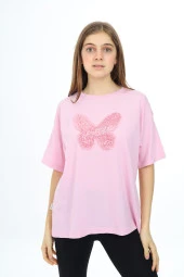 Kız Çocuk Kelebek Baskılı T-Shirt 9-14 Yaş Px037 - 6