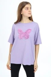 Kız Çocuk Kelebek Baskılı T-Shirt 9-14 Yaş Px037 - 8