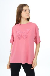 Kız Çocuk Kelebek Baskılı T-Shirt 9-14 Yaş Px037 - 9
