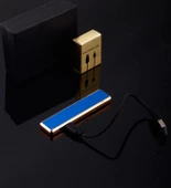 Şık Görünümlü Usb Şarjlı Rezistanslı İnce Slim Metal Çakmak (mavi) - 3
