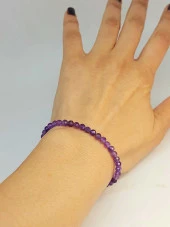 Ametist Taşı Faset Kesim 4mm Bileklik (45440) thumbnail 4