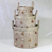 Katlanabilir Çok Amaçlı Ponponlu Yuvarlak Düzenleyici Saklama Kutusu Organizer Keçe Set - 1