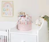 Baby Kullanımı Kolay Desenli Taşınabilir Düzenleyici Yuvarlak Sepet(pembe) - 1