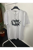 Süperlife Kadın Bisiklet Yaka Oversize Fit NYC Baskılı Tişort SPR24TSk114 - 7