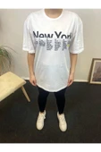 Süperlife Kadın Bisiklet Yaka Oversize Kalıp New York Baskılı Tişort SPR24TSk112 - 6