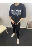 Süperlife Kadın Bisiklet Yaka Oversize Kalıp New York Baskılı Tişort SPR24TSk112 - 3