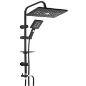 Lüks Robot Duş Seti Mat Siyah Dikdörtgen | Çok Fonksiyonlu Yağmur Robot Duş Sistemi Siyah - 1