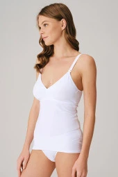 Kadın Beyaz Modal Pamuklu Lohusa Önden Açılan Emzirme Atleti - 5