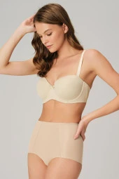 Kadın Ten Mikro Kumaş Lazer Kesim Paça Külot Korse - 1