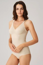 Kadın Beyaz Toparlayıcı Vücut İnceltici Dikişli Alttan Kancalı Sıkı Badi Korse - 3