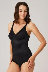 Kadın Beyaz Toparlayıcı Vücut İnceltici Dikişli Alttan Kancalı Sıkı Badi Korse - 5