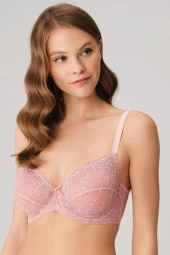 Kadın Balenli Desteksiz Pembe Dolgusuz Toparlayıcı Dantelli Küçültücü Sütyen - 1