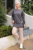 Yeni Stil Gri Füme Detaylı Tunik 10020 - 3