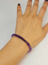 Ametist Taşı Küp Şekilli Faset Kesim 5mm Bileklik (45314) thumbnail 4