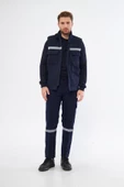 Orange Safety Yelek Pantolon 7/7 Gabardin %100 Pamuk Kapitoneli Reflektörlü Kışlık Lacivert - 2
