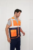 Orange Safety Mühendis Tipi İkaz Yeleği Turuncu-Lacivert thumbnail 5
