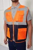 Orange Safety Mühendis Tipi İkaz Yeleği Turuncu-Lacivert thumbnail 9
