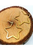 Çelik Gold Renk  Yıldız Figürlü  Küpe Çap 4 cm - 1