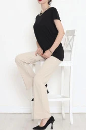 Omuz Taş Detaylı Bluz Siyah - 5