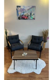 Modern Style Home Modern Avcılar Balkon, Bahçe, Cafe - Metal Kanepe Koltuk Takımı – 2 Tekli + Sehpa - 1
