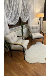 Modern Style Home Modern Levent Balkon, Bahçe, Cafe - Metal Kanepe Koltuk Takımı – 2 Tekli - 1