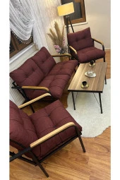 MODERN Erciyes Balkon, Bahçe, Cafe - Metal Kanepe Koltuk Takımı - 2 1 1 Sehpa - 2