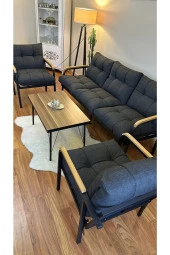 Modern Style Home Modern Sarıyer Balkon, Bahçe, Cafe - Metal Kanepe Koltuk Takımı - 3+1+1+ Sehpa - 1