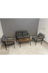 MODERN Jüpiter Balkon, Bahçe, Cafe - Metal Kanepe Koltuk Takımı - 2+1+1 + Sehpa - 1