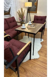 MODERN Van Balkon, Bahçe, Cafe - Metal Kanepe Koltuk Takımı - 2+1+1 + Masa - 5