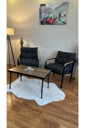 Modern Style Home Modern Avcılar Balkon, Bahçe, Cafe - Metal Kanepe Koltuk Takımı – 2 Tekli + Sehpa - 2