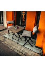 Modern Style Home Balkon Bahçe Mutfak 3'lü Bistro Set Katlanır 2 Sandalye 1 Masa - 1