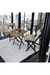 Modern Style Home Balkon Bahçe Mutfak 3'lü Bistro Set Katlanır 2 Sandalye 1 Masa - 2