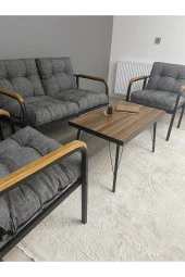 MODERN Jüpiter Balkon, Bahçe, Cafe - Metal Kanepe Koltuk Takımı - 2+1+1 + Sehpa - 2
