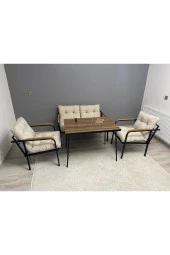 MODERN Mars Balkon, Bahçe, Cafe - Metal Kanepe Koltuk Takımı - 2+1+1 + Masa - 1