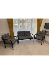 MODERN Jüpiter Balkon Bahçe, Cafe - Metal Kanepe Koltuk Takımı - 2+1+1 - 1