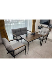 MODERN Güneş Balkon, Bahçe, Cafe - Metal Kanepe Koltuk Takımı - 2+1+1 + Masa - 1
