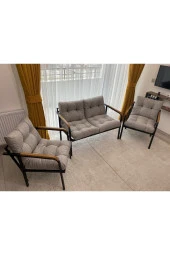 MODERN Merkür Balkon, Bahçe, Cafe - Metal Kanepe Koltuk Takımı - 2+1+1 - 2