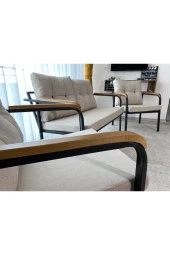 MODERNDEKORASYON " Dünya Balkon, Bahçe, Cafe - Metal Kanepe Koltuk Takımı - 2+1+1 - 3