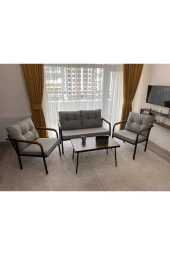MODERN Güneş Balkon, Bahçe, Cafe - Metal Kanepe Koltuk Takımı - 2+1+1 + Sehpa - 2