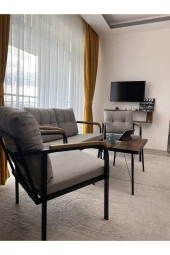 MODERN Güneş Balkon, Bahçe, Cafe - Metal Kanepe Koltuk Takımı - 2+1+1 + Sehpa - 3
