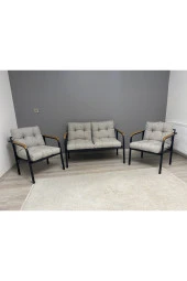 MODERN Merkür Balkon, Bahçe, Cafe - Metal Kanepe Koltuk Takımı - 2+1+1 - 2